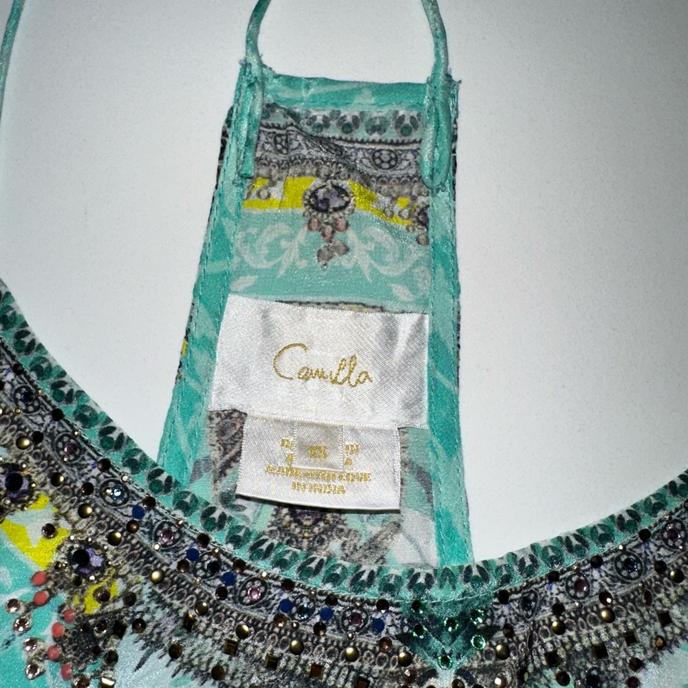CAMILLA “Turn Back Time” silk embellished t back boho camisole tank top XS - Picture 10 of 13